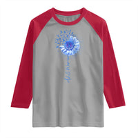 ALS Awareness Raglan Shirt Blue Ribbon Sunflower ALS Warrior