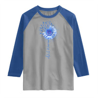 ALS Awareness Raglan Shirt Blue Ribbon Sunflower ALS Warrior