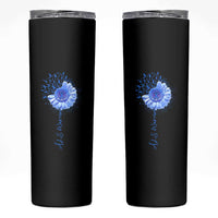 ALS Awareness Skinny Tumbler Blue Ribbon Sunflower ALS Warrior