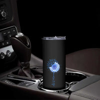 ALS Awareness Skinny Tumbler Blue Ribbon Sunflower ALS Warrior