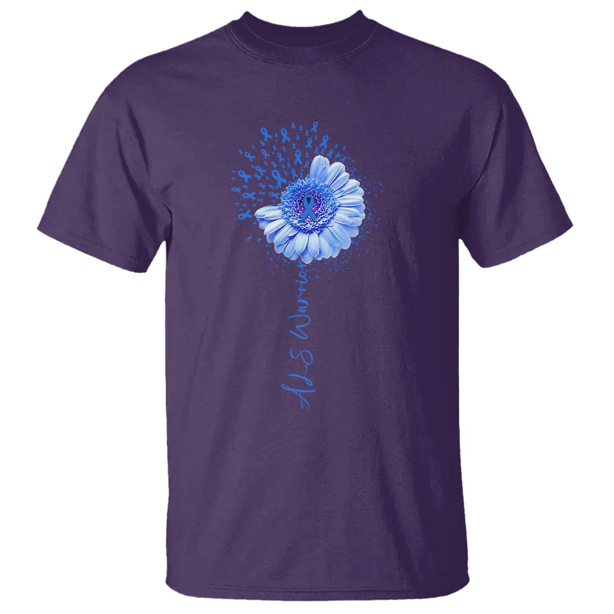 ALS Awareness T Shirt Blue Ribbon Sunflower ALS Warrior