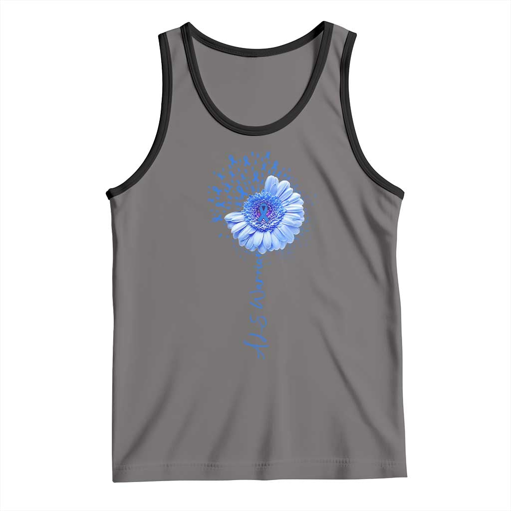 ALS Awareness Tank Top Blue Ribbon Sunflower ALS Warrior