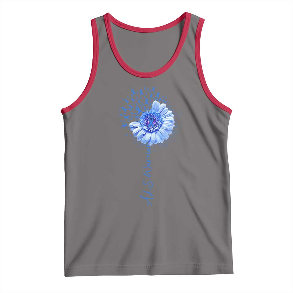 ALS Awareness Tank Top Blue Ribbon Sunflower ALS Warrior