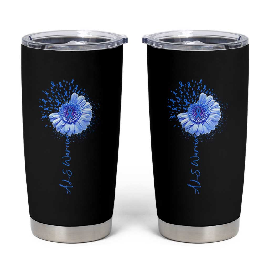 ALS Awareness Tumbler Cup Blue Ribbon Sunflower ALS Warrior