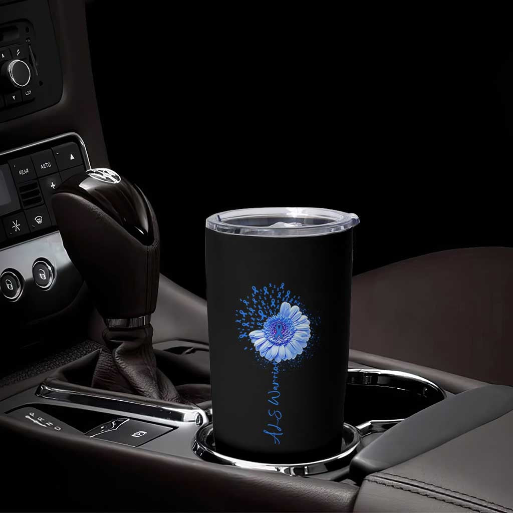 ALS Awareness Tumbler Cup Blue Ribbon Sunflower ALS Warrior