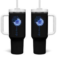 ALS Awareness Tumbler With Handle Blue Ribbon Sunflower ALS Warrior