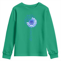ALS Awareness Youth Sweatshirt Blue Ribbon Sunflower ALS Warrior