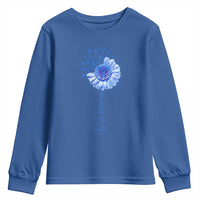 ALS Awareness Youth Sweatshirt Blue Ribbon Sunflower ALS Warrior