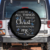 ALS Awareness Spare Tire Cover I Can Do All Things Through Christ Butterfly Bible Verse Motivational