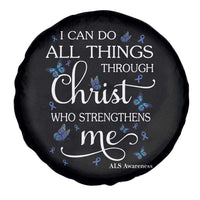 ALS Awareness Spare Tire Cover I Can Do All Things Through Christ Butterfly Bible Verse Motivational