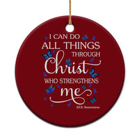 ALS Awareness Ceramic Ornament I Can Do All Things Through Christ Butterfly Bible Verse Motivational