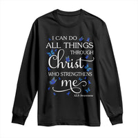 ALS Awareness Long Sleeve Shirt I Can Do All Things Through Christ Butterfly Bible Verse Motivational