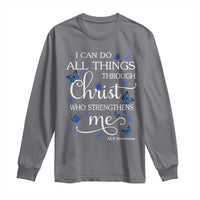 ALS Awareness Long Sleeve Shirt I Can Do All Things Through Christ Butterfly Bible Verse Motivational