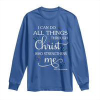 ALS Awareness Long Sleeve Shirt I Can Do All Things Through Christ Butterfly Bible Verse Motivational