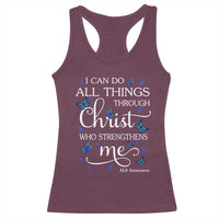 ALS Awareness Racerback Tank Top I Can Do All Things Through Christ Butterfly Bible Verse Motivational