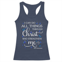 ALS Awareness Racerback Tank Top I Can Do All Things Through Christ Butterfly Bible Verse Motivational