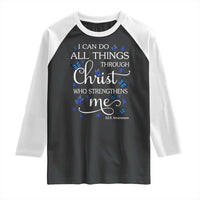 ALS Awareness Raglan Shirt I Can Do All Things Through Christ Butterfly Bible Verse Motivational