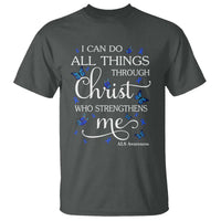 ALS Awareness T Shirt I Can Do All Things Through Christ Butterfly Bible Verse Motivational