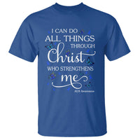 ALS Awareness T Shirt I Can Do All Things Through Christ Butterfly Bible Verse Motivational