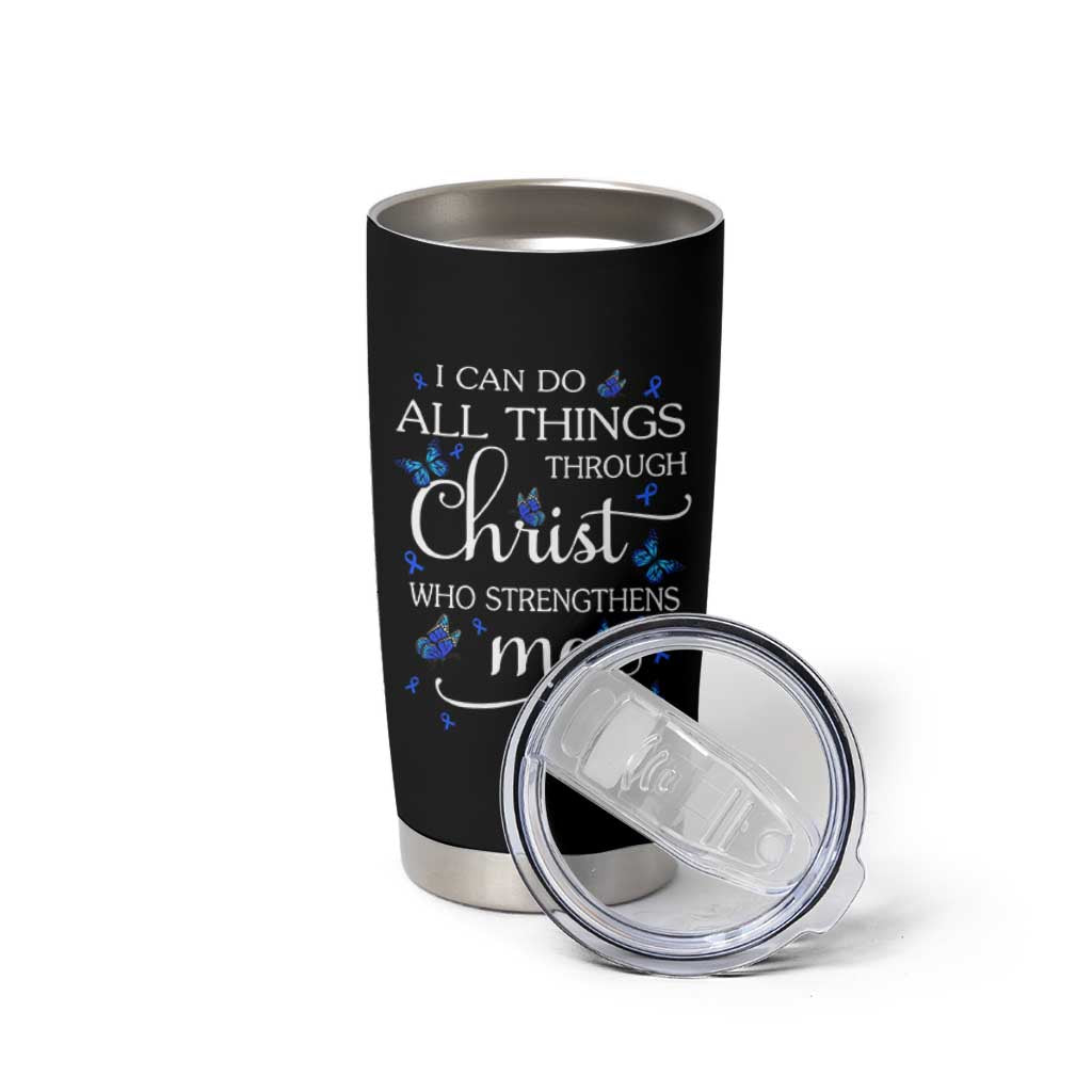 ALS Awareness Tumbler Cup I Can Do All Things Through Christ Butterfly Bible Verse Motivational