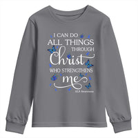 ALS Awareness Youth Sweatshirt I Can Do All Things Through Christ Butterfly Bible Verse Motivational