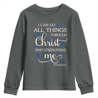 ALS Awareness Youth Sweatshirt I Can Do All Things Through Christ Butterfly Bible Verse Motivational