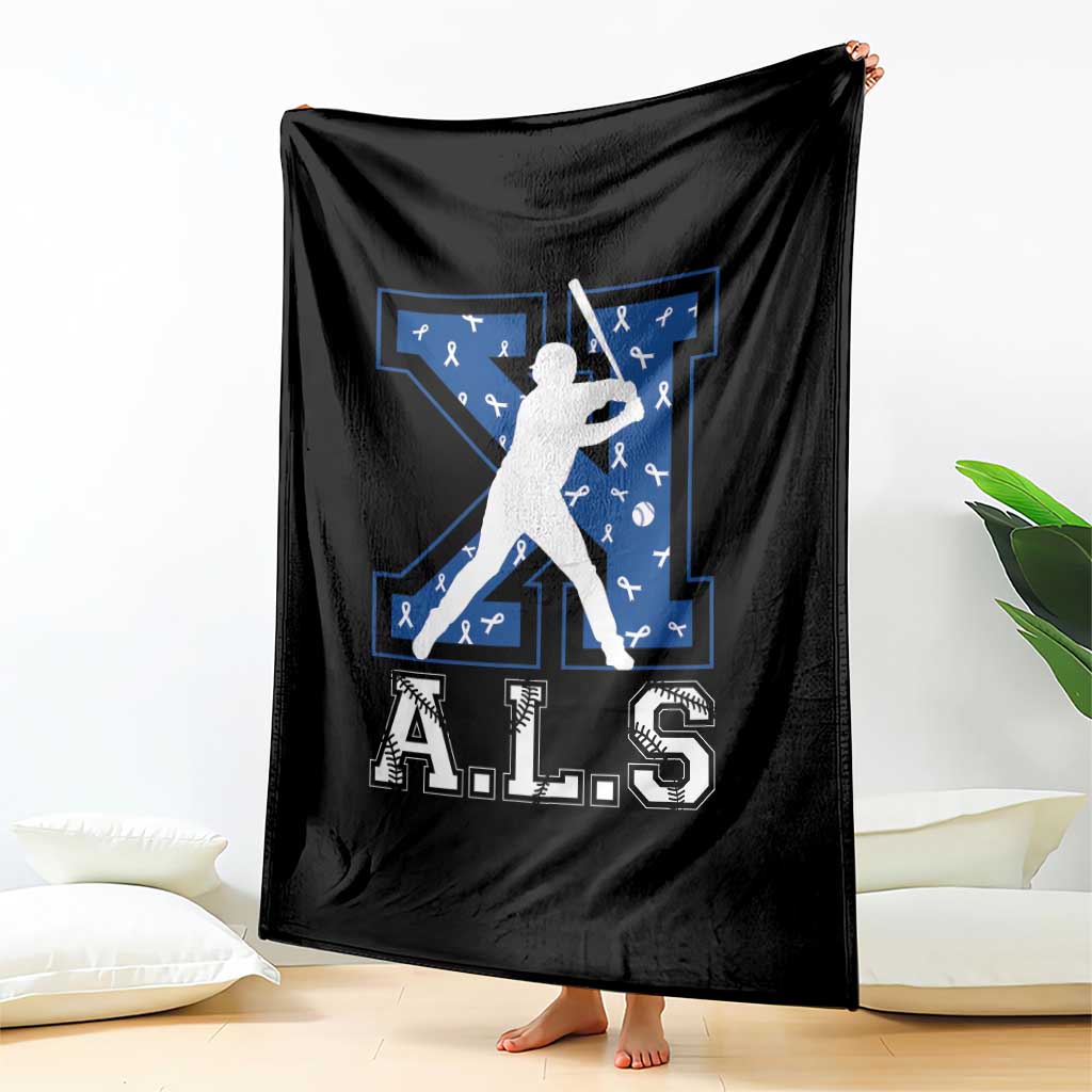 ALS Awareness Throw Blanket Baseball Strike Out ALS Support
