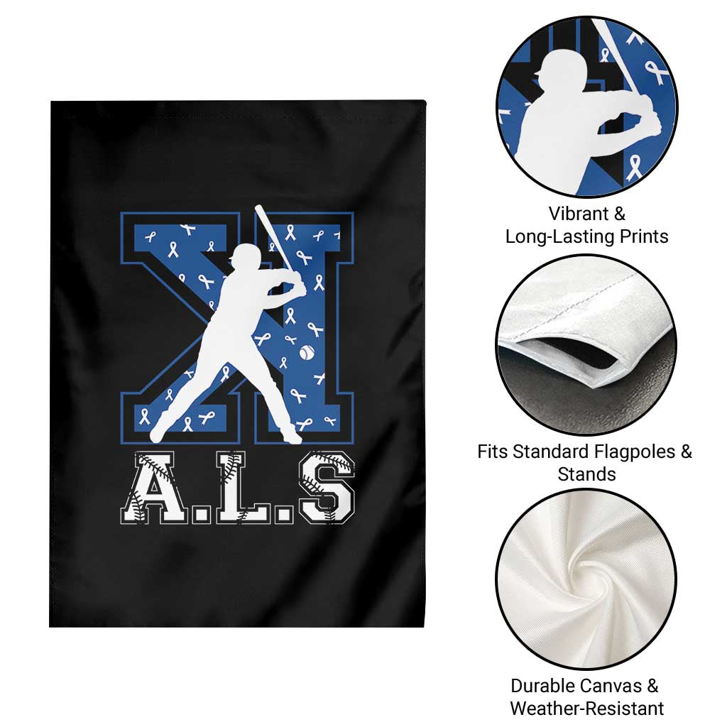 ALS Awareness Garden Flag Baseball Strike Out ALS Support