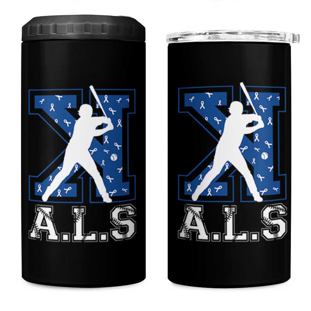 ALS Awareness 4 in 1 Can Cooler Tumbler Baseball Strike Out ALS Support