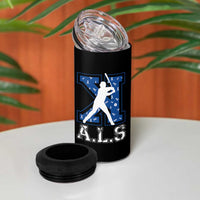 ALS Awareness 4 in 1 Can Cooler Tumbler Baseball Strike Out ALS Support