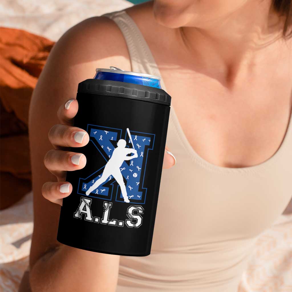 ALS Awareness 4 in 1 Can Cooler Tumbler Baseball Strike Out ALS Support