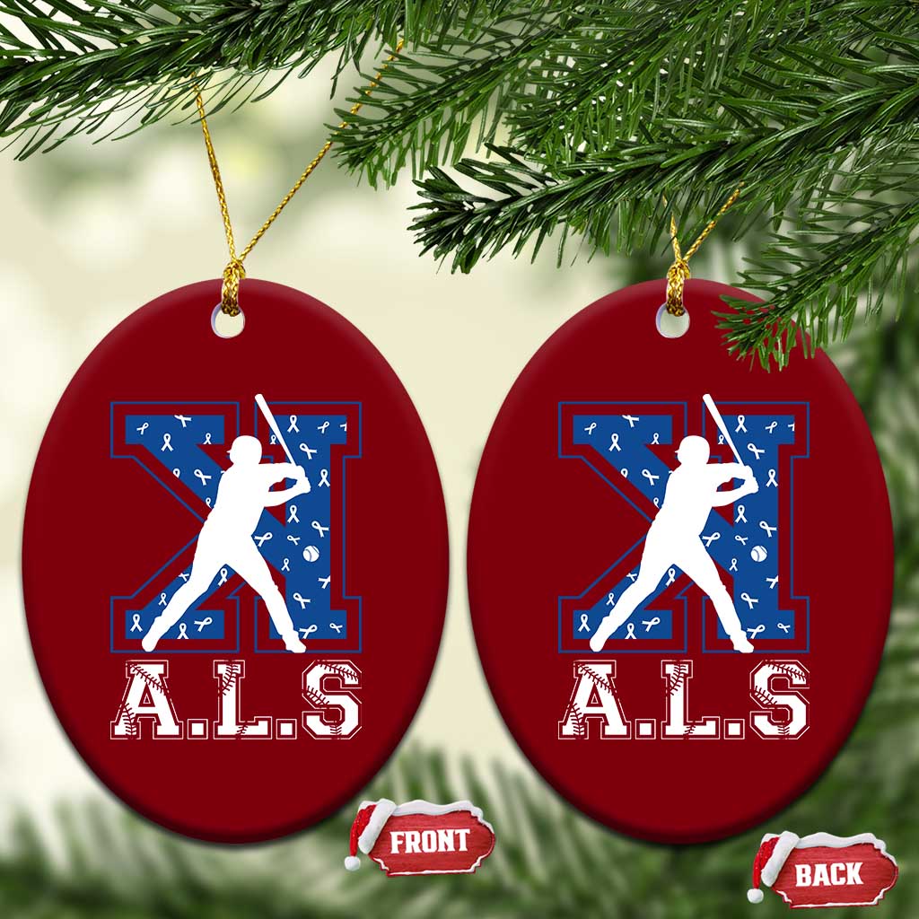 ALS Awareness Ceramic Ornament Baseball Strike Out ALS Support