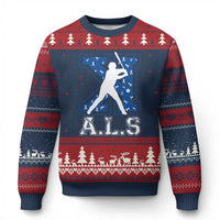 ALS Awareness Ugly Christmas Sweater Baseball Strike Out ALS Support