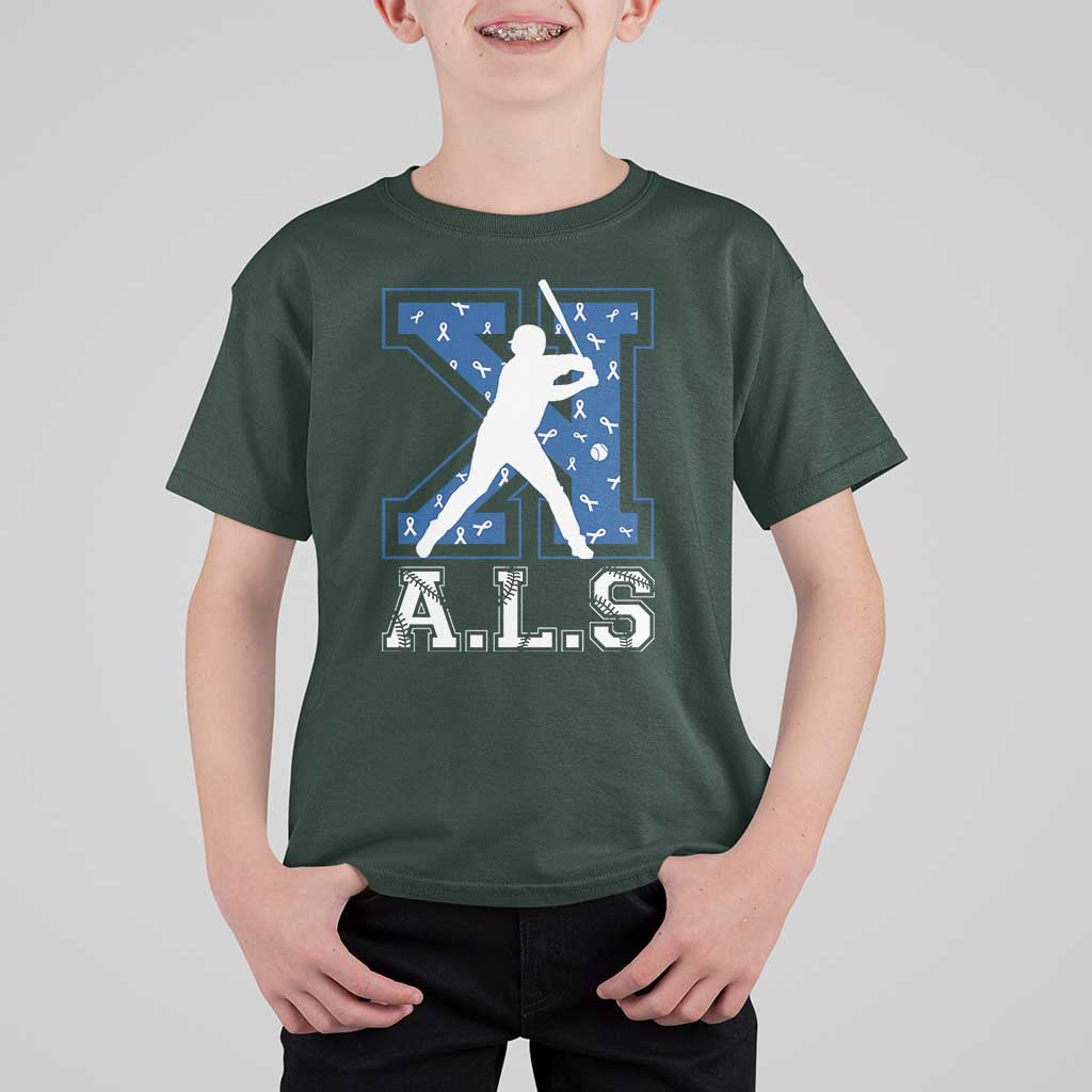 ALS Awareness T Shirt For Kid Baseball Strike Out ALS Support