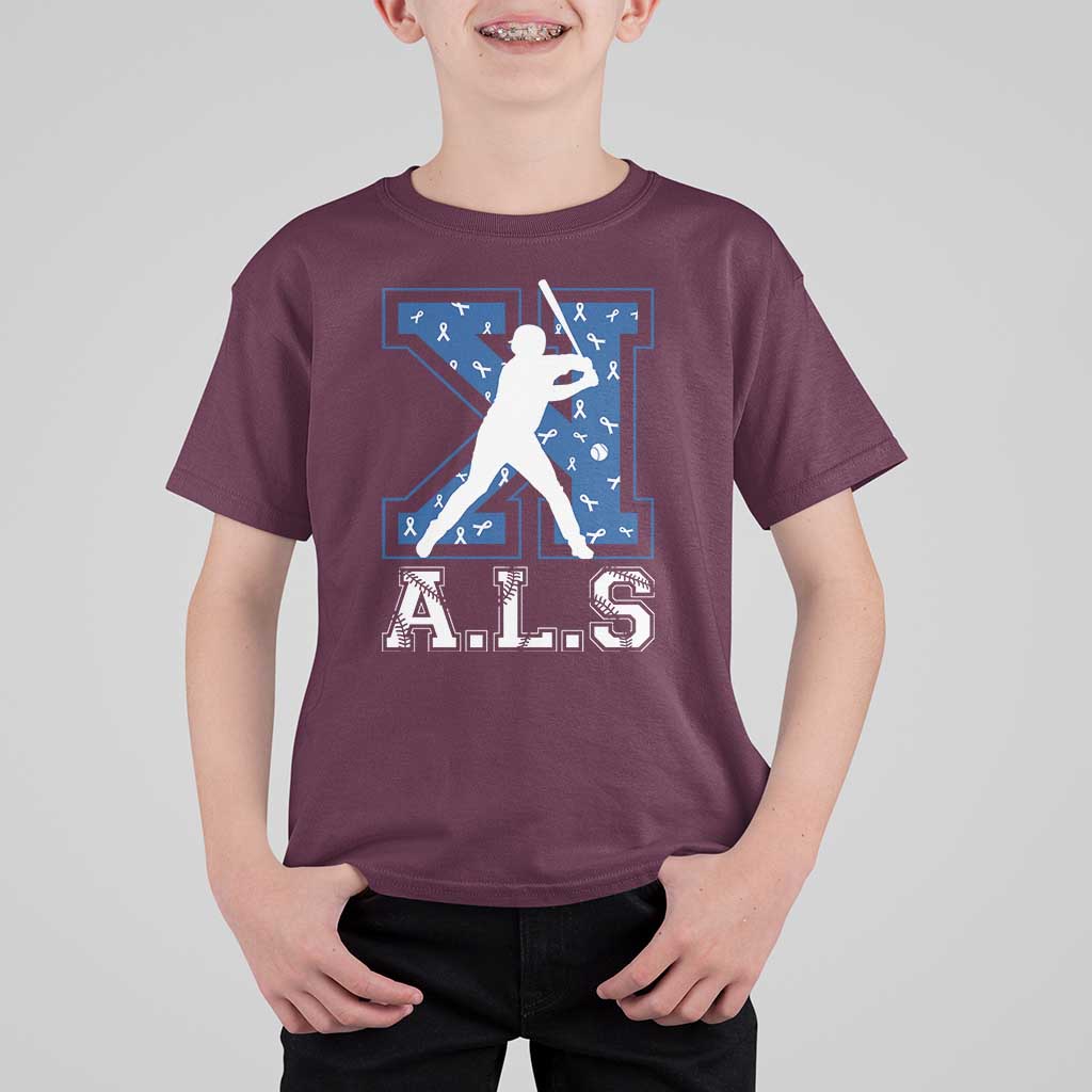 ALS Awareness T Shirt For Kid Baseball Strike Out ALS Support