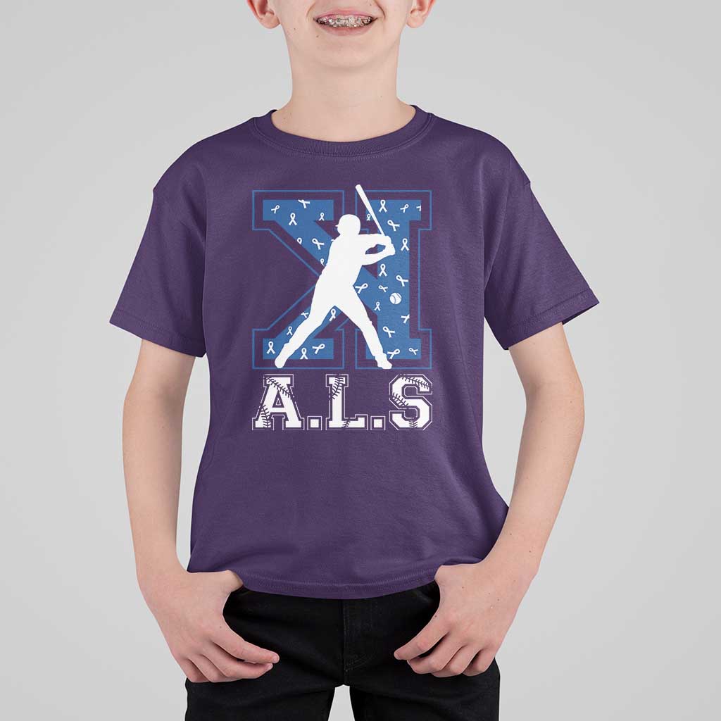 ALS Awareness T Shirt For Kid Baseball Strike Out ALS Support