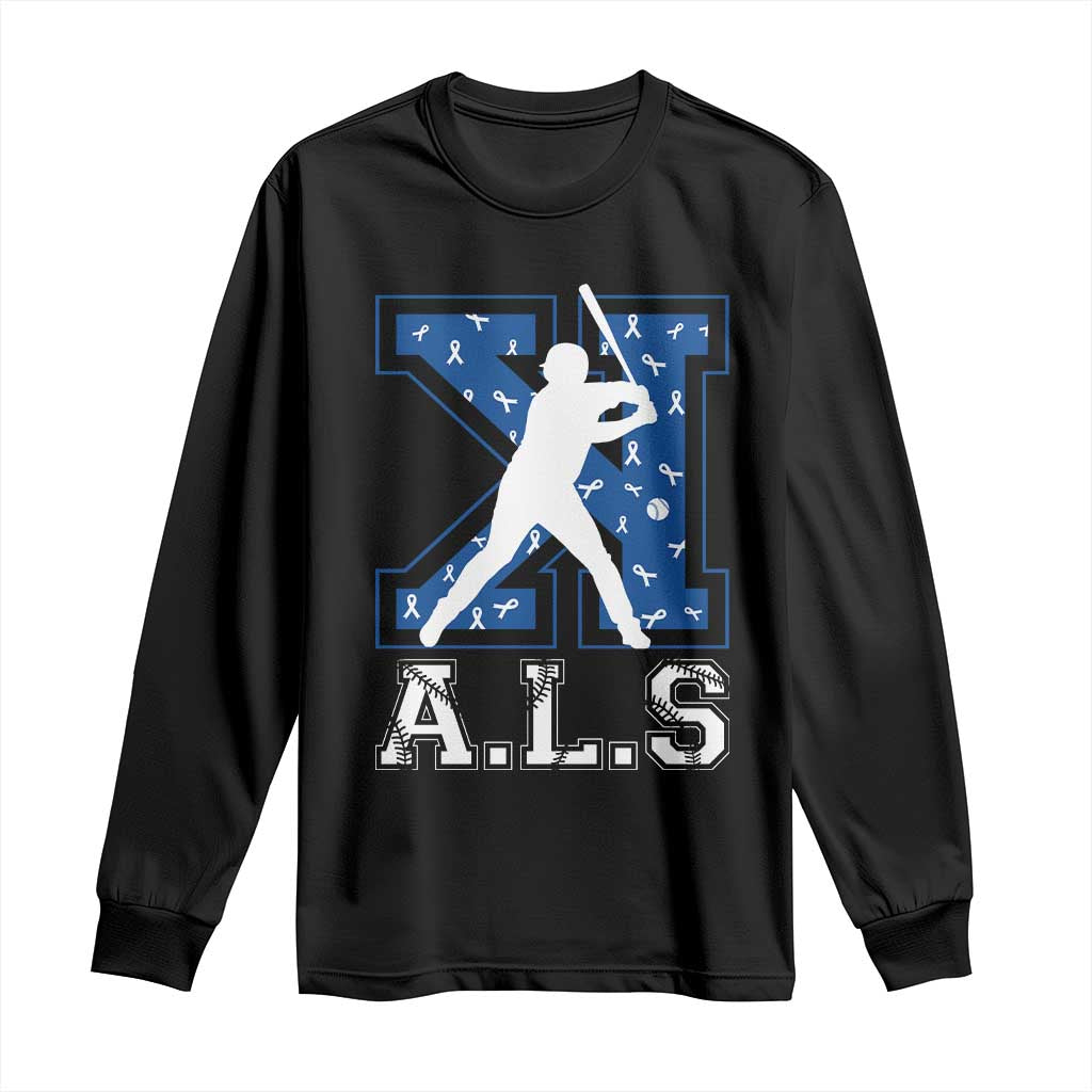 ALS Awareness Long Sleeve Shirt Baseball Strike Out ALS Support