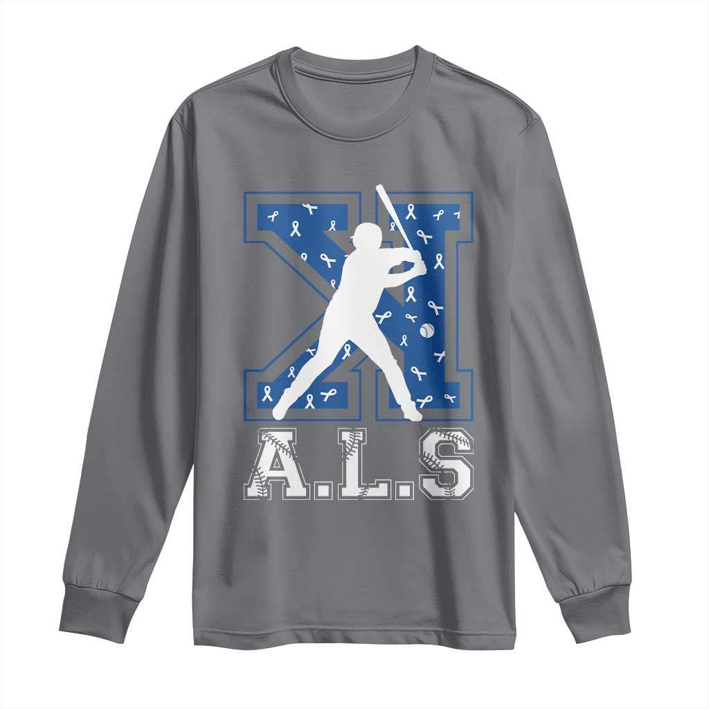ALS Awareness Long Sleeve Shirt Baseball Strike Out ALS Support