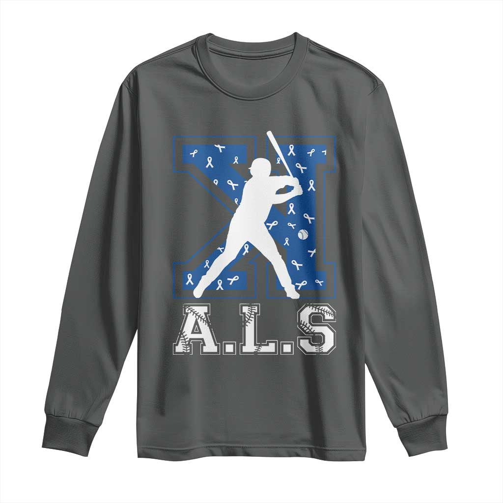 ALS Awareness Long Sleeve Shirt Baseball Strike Out ALS Support