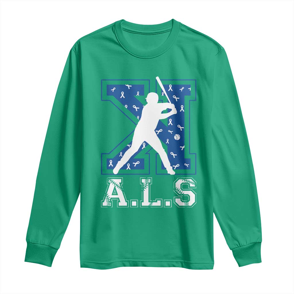 ALS Awareness Long Sleeve Shirt Baseball Strike Out ALS Support