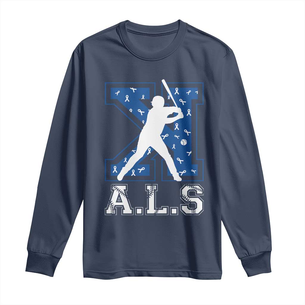 ALS Awareness Long Sleeve Shirt Baseball Strike Out ALS Support