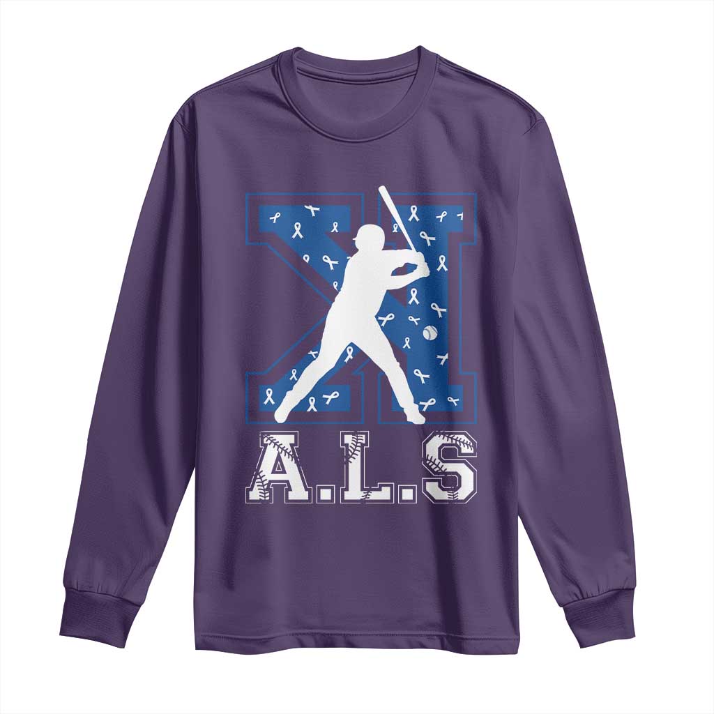 ALS Awareness Long Sleeve Shirt Baseball Strike Out ALS Support