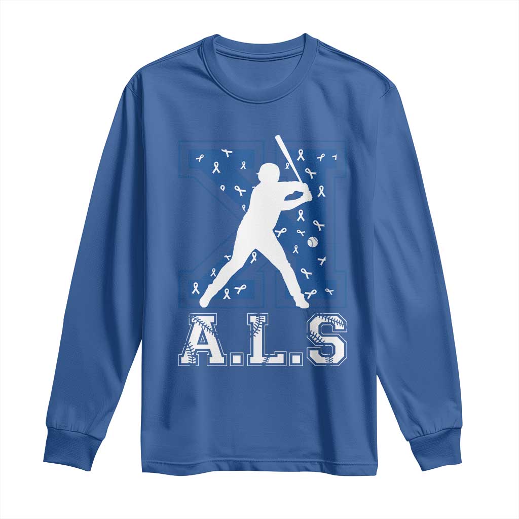 ALS Awareness Long Sleeve Shirt Baseball Strike Out ALS Support