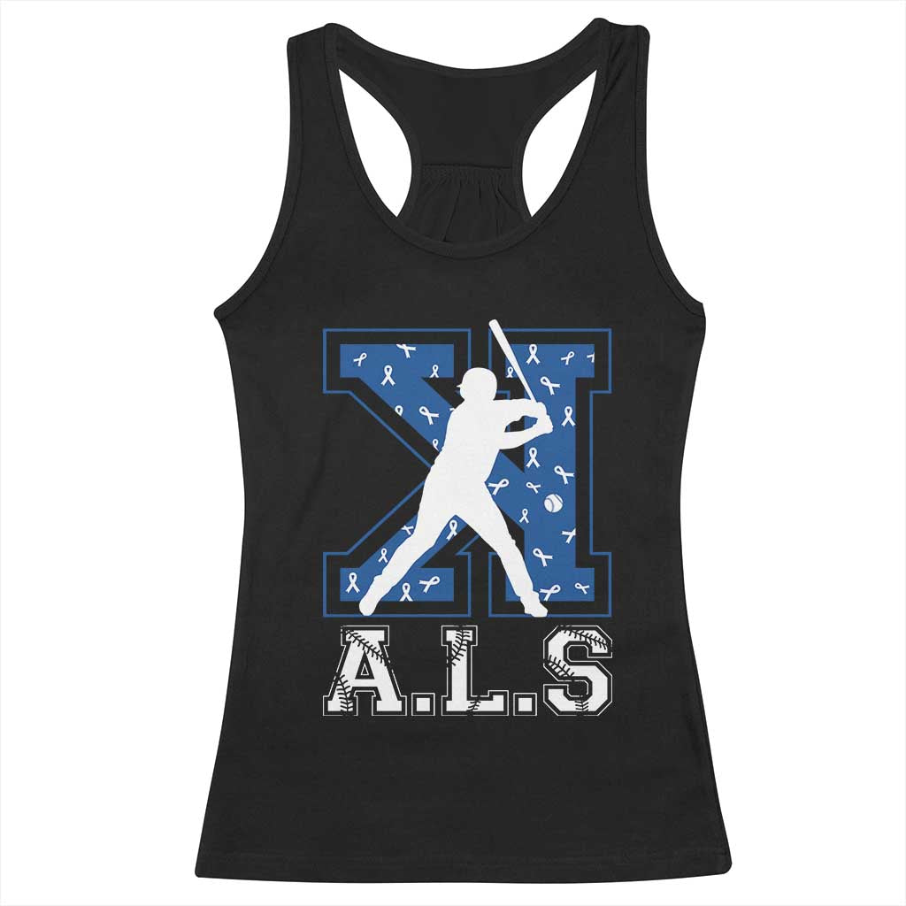 ALS Awareness Racerback Tank Top Baseball Strike Out ALS Support