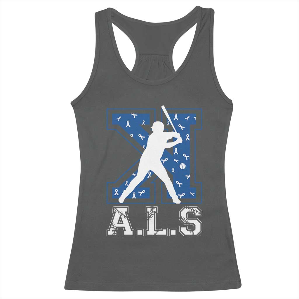 ALS Awareness Racerback Tank Top Baseball Strike Out ALS Support