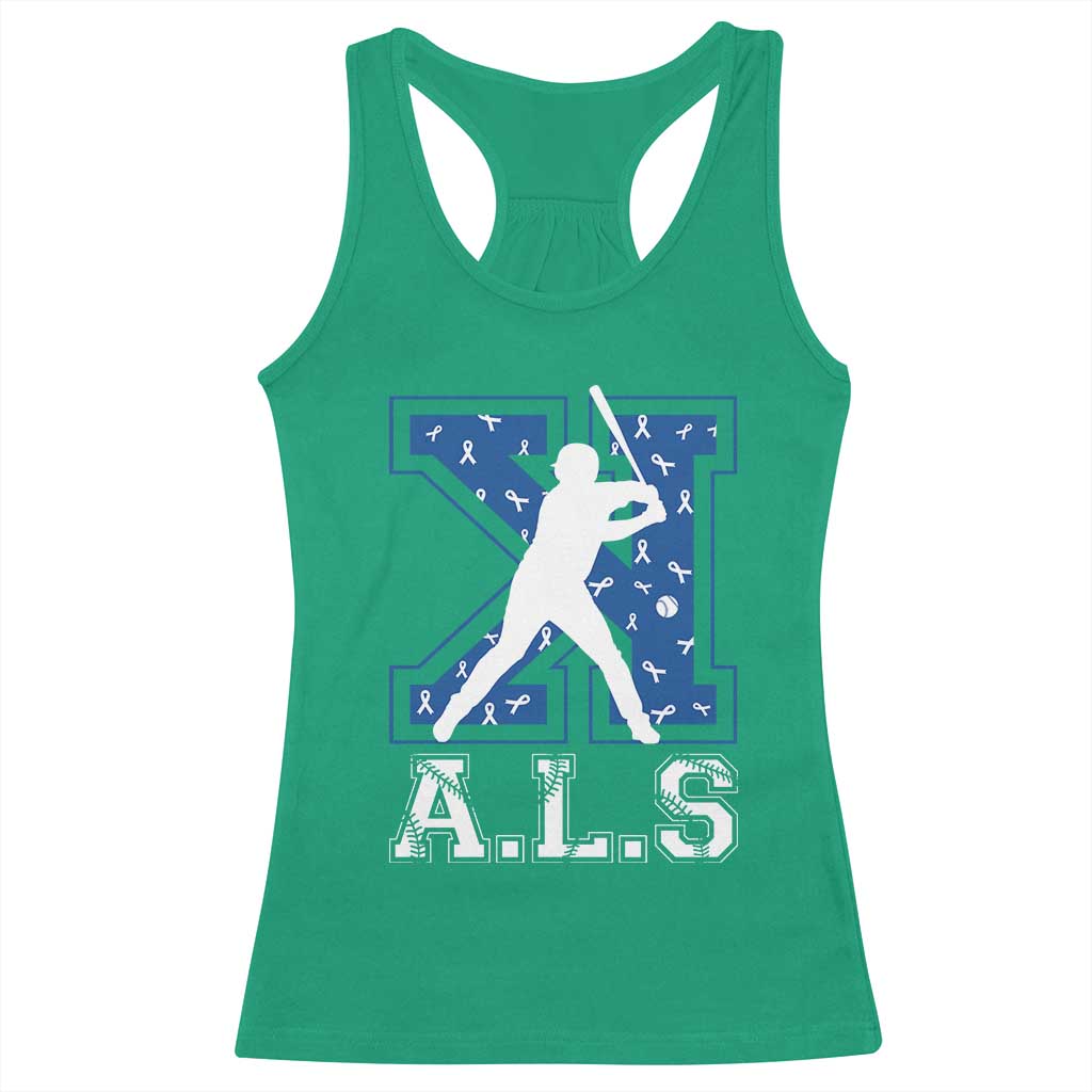 ALS Awareness Racerback Tank Top Baseball Strike Out ALS Support
