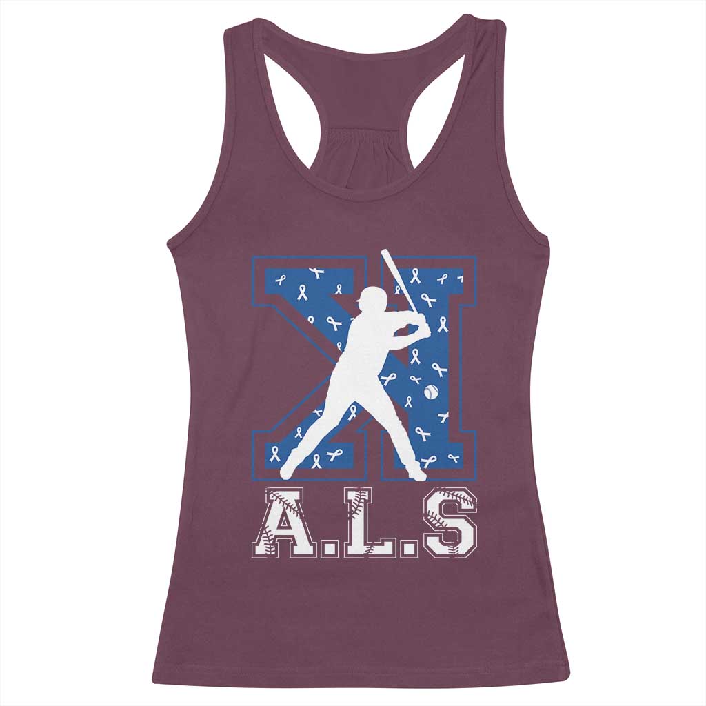 ALS Awareness Racerback Tank Top Baseball Strike Out ALS Support