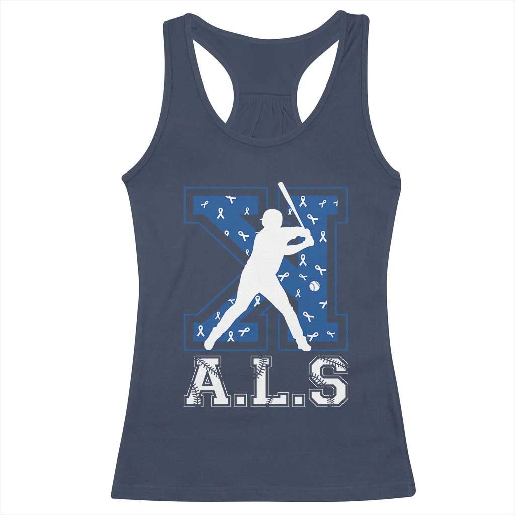 ALS Awareness Racerback Tank Top Baseball Strike Out ALS Support