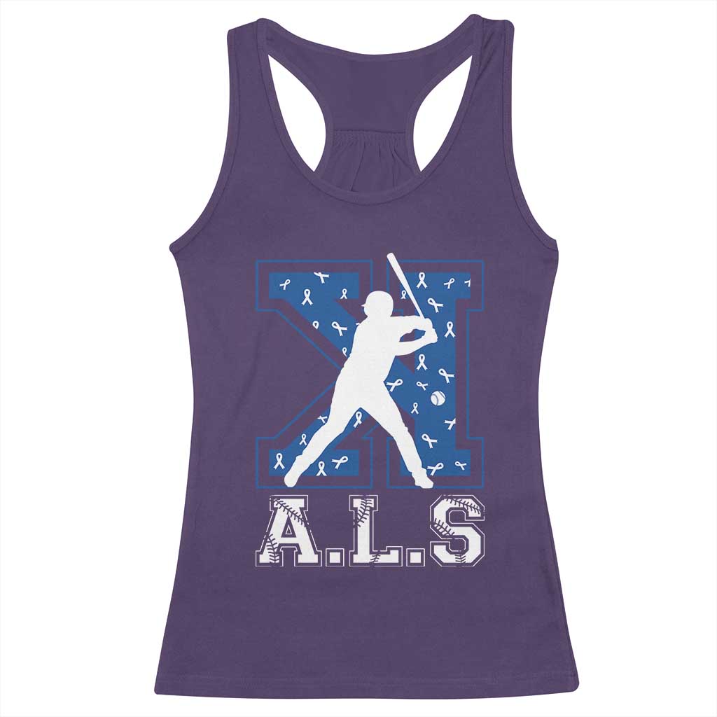 ALS Awareness Racerback Tank Top Baseball Strike Out ALS Support
