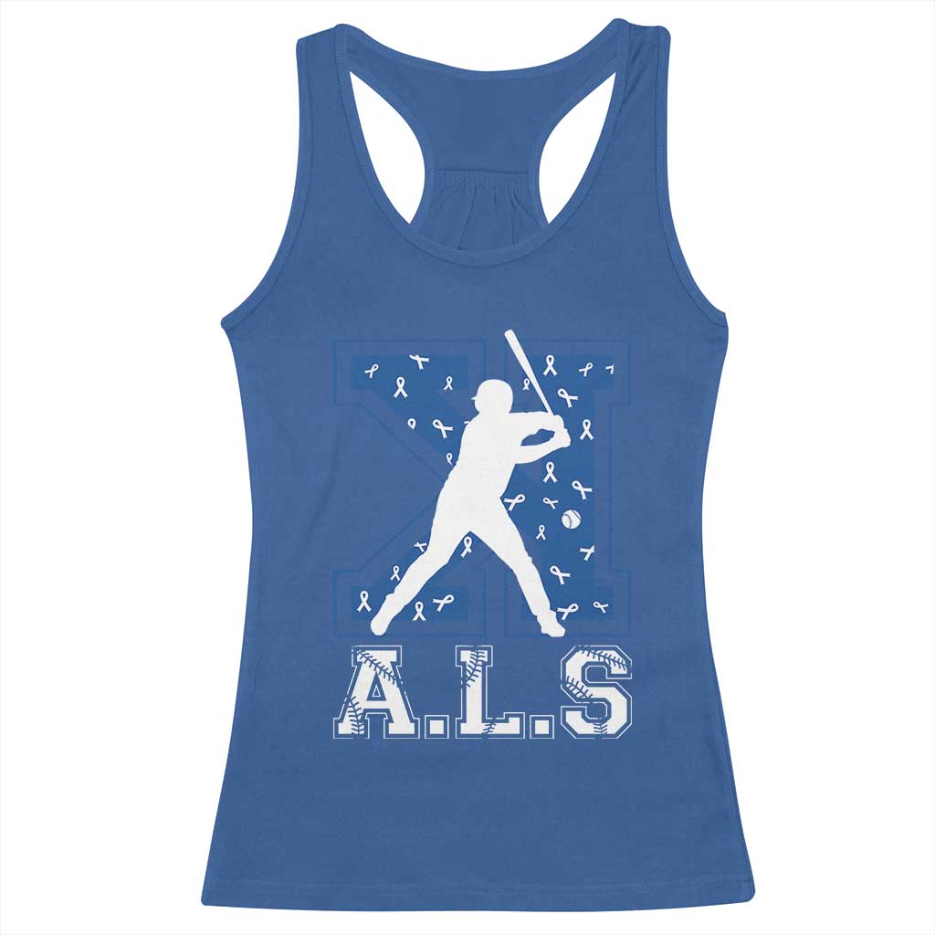 ALS Awareness Racerback Tank Top Baseball Strike Out ALS Support